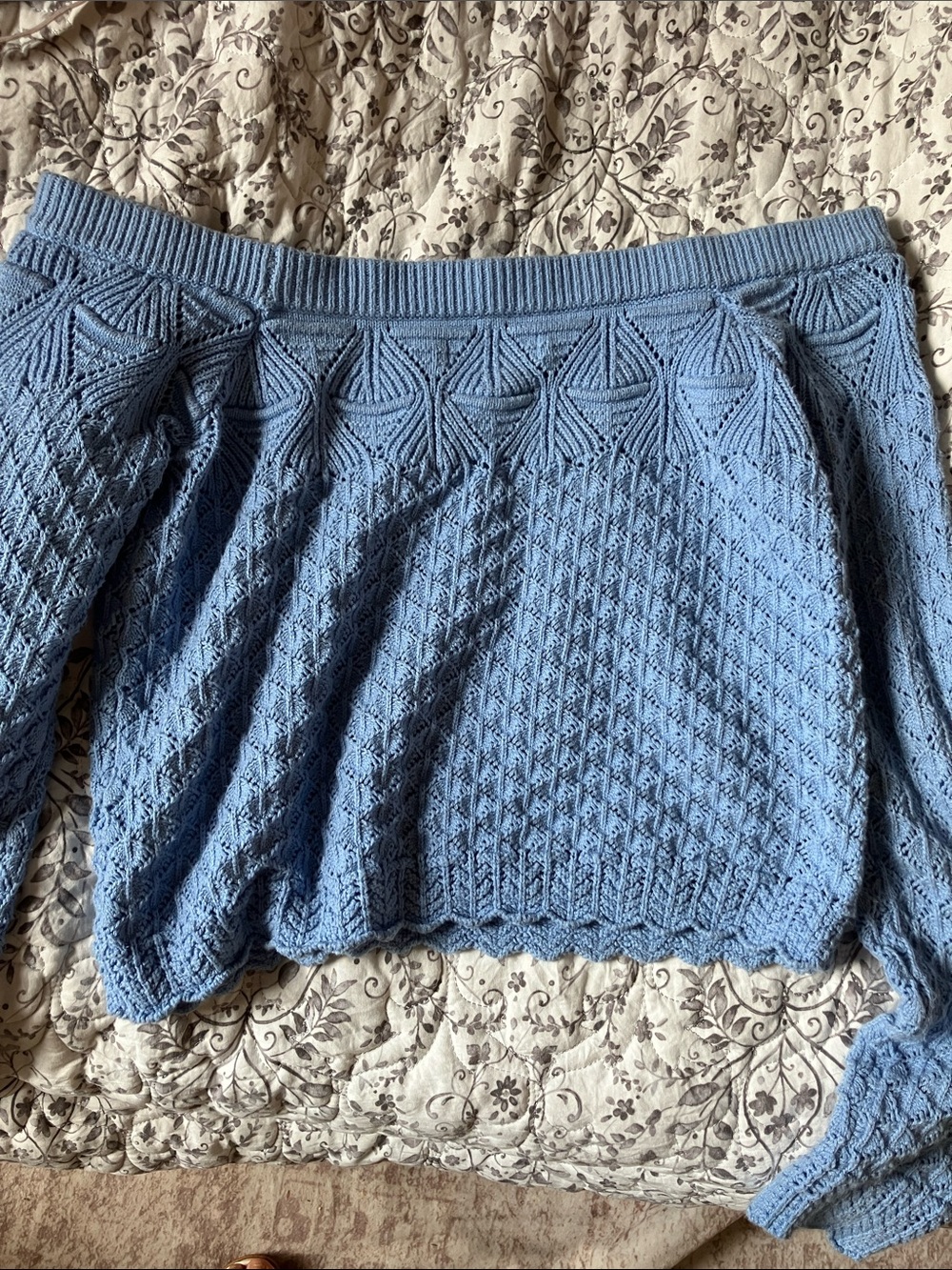 Hollister Powder Blue Off-the-Shoulder Knit Sweater